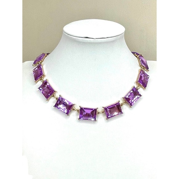 NEW Chunky 16" 18" 20" Necklace Purple Amethyst Rhinestone Square Jewelry JU27 - Picture 1 of 6